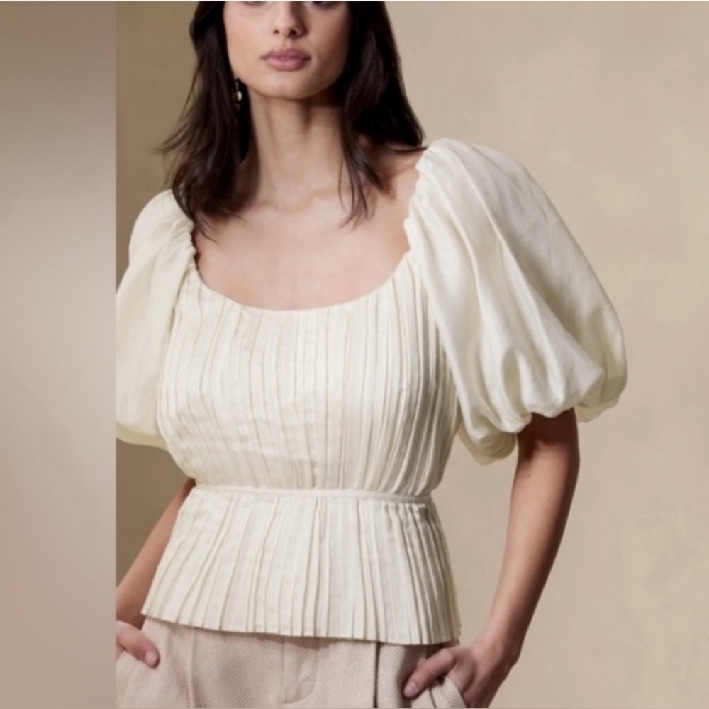 Banana Republic Ivory Pleated Blouse